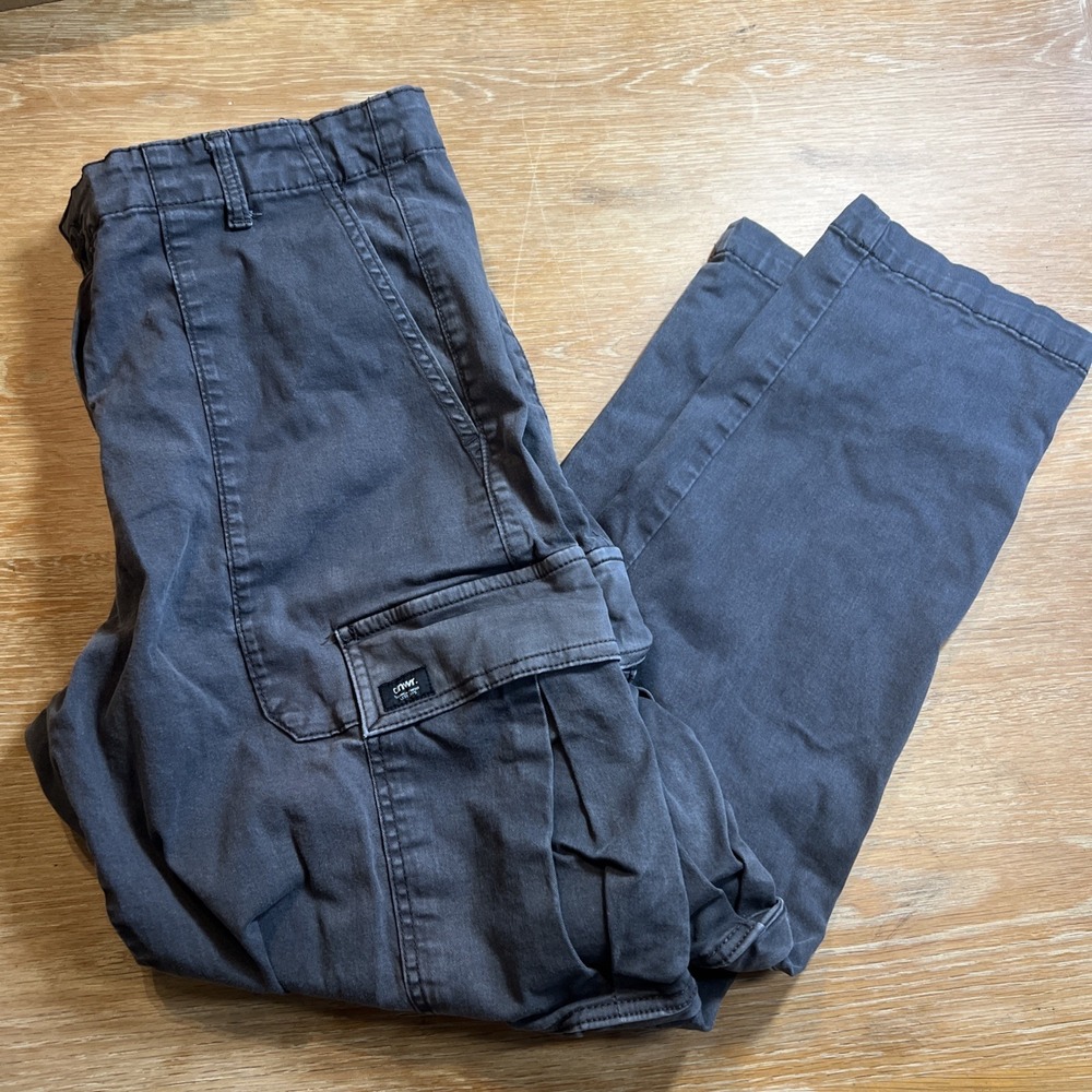 ZARA Cargo Pants Mens 34 X 27 Dark Gray Utility Pockets Straight Fit Cotton
